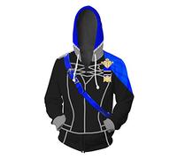 Pull à Capuche Anime Impression 3D Unisexe Streetwear Cosplay Costume Emblem Veste à Capuche pour Hommes Femmes Noir 5XL(Tour de Poitrine 125cm)