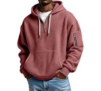 Pull à capuche avec fermeture éclair quarter pour homme, surdimensionné