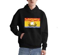 Pull à capuche avec le drapeau du Prince Edward Island - Pull patriotique décontracté pour résidents de PEI, Noir , 3XL