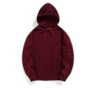 Pull à capuche avec poche d'hiver pour homme Couleur unie Veste et manches longues Automne Blouse Année, Rouge, M