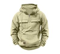 Pull à capuche chaud pour homme - Demi-fermeture éclair - Couleur unie - Veste de transition avec de nombreuses poches - Coupe droite - Sweat à capuche - Fitness - Veste d'automne - Taille S à 3XL