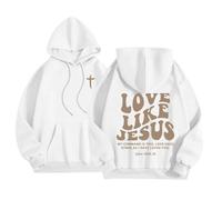 Pull à capuche classique Love Like JESUS pour homme à manches longues pour voyage décontracté en polaire avec poche confortable pour l'hiver, blanc, XXL