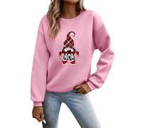 Pull à capuche de Noël 2026 pour femme avec graphique Gnome Mom, haut festif à manches longues pour la période de Noël, Rose, L