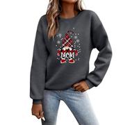Pull à capuche de Noël 2026 pour femme avec graphique Gnome Mom, haut festif à manches longues pour la période de Noël, gris foncé, M