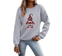 Pull à capuche de Noël 2026 pour femme avec graphique Gnome Mom, haut festif à manches longues pour la période de Noël, Gris clair., XXL