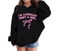 Pull à capuche d'Halloween pour fille avec design à manches longues et motifs graphiques comme sweat-shirt doux alternative pour les enfants dans une finition de qualité supérieure, Noir , 5-6 ans