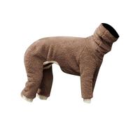 Pull à capuche d'hiver - Anti-chute de poils - Pour chien d'extérieur - Col roulé chaud - Veste à quatre pattes en velours double - Portant pour vêtements pour animaux de compagnie (marron, XXL)