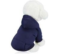 Pull à capuche d'hiver pour chien en une seule pièce Pull thermique en polaire pour petit chien avec poches Manteau en coton pour