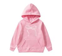 Pull à capuche élégant pour fille à manches longues avec motif papillon décoratif pour les activités de loisirs tendance, Rose, 4-5 ans