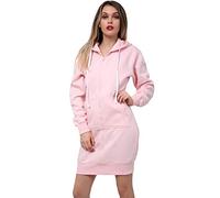 Pull à capuche en polaire avec fermeture éclair pour femme et fille - Style décontracté - Tailles S à 3XL, Sweat à capuche long rose layette, 46