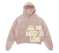 Pull à capuche en polaire avec poche et cordon de serrage pour homme All We Need is Love - Style rétro - Pour voyages et adolescents, kaki, XXL
