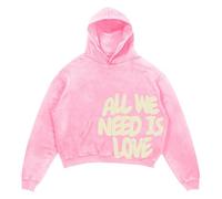 Pull à capuche en polaire avec poche et cordon de serrage pour homme All We Need is Love - Style rétro - Pour voyages et adolescents, rose clair, 3XL