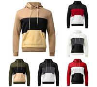 Pull à capuche en polaire pour homme - Style hipster, décontracté, manches longues, avec poche kangourou et cordon de serrage, sweat à capuche tendance, vêtement d'extérieur doux et pelucheux