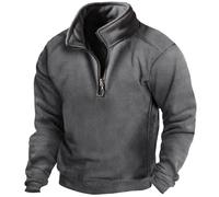 Pull à capuche en polaire pour homme | Sweatshirt militaire à demi-fermeture éclair | Vestes en polaire tactique pour le plein air, pulls de combat à col polo, manches longues, coupe-vent