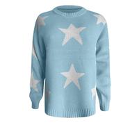Pull à capuche en tricot pour femme avec joli motif étoilé, manches longues pour un style élégant, Bu2, L