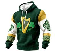 Pull à capuche en tricot pour homme avec motif - Sweat en tricot irlandais pour la Saint Patrick au quotidien, vert, M