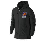 Pull à Capuche Hommes Casual NBA Basketball Vêtements Soleils Noir Hoodies Hommes Sports Manches Longues Casual Zipper Cardigan,M