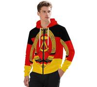Pull À Capuche Imprimé Du Drapeau National Du République Démocratique Allemande Pour Homme - Veste À Fermeture Éclair Intégrale - Pull À Capuche À Manches Longues - Pull À Capuche Zippé Avec Poches