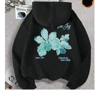 Pull à capuche matelassé 2026And Wild And Soft. Ce pull matelassé, de couleur noire pure, arbore un imprimé orchidée rose au dos. Sweat à capuche en polaire doux et Ce sweat à capuche en polaire est d