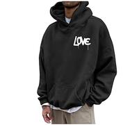 Pull à capuche oversize pour homme - Sweat à capuche en polaire - Style décontracté - Fitness - Entraînement basique, Noir , L