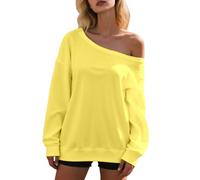 Pull à capuche pour adolescente et fille - Décontracté - Manches longues - Confortable - Doux - Extensible - Couleur pure - Coupe ample - Pull Fallout, jaune, XL