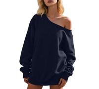 Pull à capuche pour adolescente et fille - Décontracté - Manches longues - Confortable - Doux - Extensible - Couleur pure - Coupe ample - Pull Fallout, Marine, L