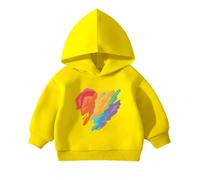 Pull à capuche pour enfant - Pour le quotidien, l'école, les loisirs - Sweat à capuche à manches longues avec imprimé de dessin animé - Pour enfants de 1 à 6 ans, jaune, 4-5 ans