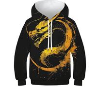 Pull À Capuche pour Enfants Dragon Chinois avec Motif 3D - Hoodie Enfant Polyvalent, Idéal pour Garçons Et Filles, Confort Et Style Assurés