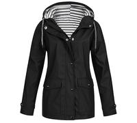 Pull à capuche pour femme - Imperméable - Poches solides - Veste zippée - Entraînement - Coupe-vent - Pour l'extérieur - Veste d'hiver pour femme, Noir , L