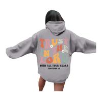 Pull à capuche pour femme Jésus I Will Praise Him In Every Season Tendance Christian Fin Sweat à capuche Sweat à capuche Jésus Sauve Automne Graphique Couleur unie Manches longues Décontracté avec