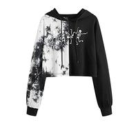 Pull à capuche pour femme - Style gothique punk grunge - Imprimé papillon Harajuku - Loose Sweatshirt pour femme - Vintage - Mode décontractée, Noir , S