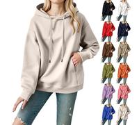 Pull à capuche pour femme, sweat à capuche de couleur pure, tunique décontractée, sweatshirts amples avec poches, sweats à capuche de couleur unie, sweat à capuche léger avec cordon de serrage