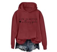 Pull à capuche pour femme - Sweat à capuche pour femme - Pour la Saint-Valentin - Imprimé cœur - Life Is Better - Mignon - Manches longues - Doux - Pull d'hiver à capuche - Vêtements de sport - Cadeau