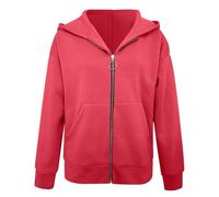 Pull à capuche pour femmes-Sweat à capuche décontracté unisexe pour femme avec poche zippée pull de sport irrégulier devant et derrière style décontracté quotidien pour automne hiver (Watermelon Red,