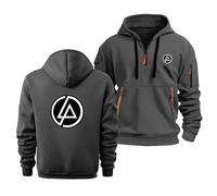 Pull À Capuche pour Homme pour Linkin Park, Sweat À Capuche Polaire Chaude, Fermeture Éclair 1/4, Manches Longues, Sweat-Shirts pour Jeunes Adultes, Tenues d'automne,Dark Gray-3x_l