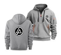 Pull À Capuche pour Homme pour Linkin Park, Sweat À Capuche Polaire Chaude, Fermeture Éclair 1/4, Manches Longues, Sweat-Shirts pour Jeunes Adultes, Tenues d'automne,Light Gray-5x_l