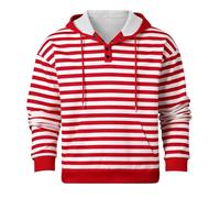 Pull à capuche pour homme - Pull à manches longues - Motif cathédrale de Cologne - Confettis - Carnaval - Carnaval - Kölle Alaaf - Rayé - T-shirt à manches longues - Costume de carnaval, O rouge., XL