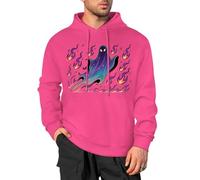 Pull à capuche streetwear pour homme - Imprimé fantôme d'Halloween - Surdimensionné - Mélange de coton doux - Manches longues - Vêtement d'hiver décontracté, magenta, 5XL