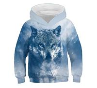 Pull À Capuche Unisexe 3D pour Enfant,Mode Loup Imprimé Pull Garçons Filles Sweat Décontracté Hip Hop Streetwear Hiver À Manches Longues À Capuche Enfants Vêtements