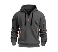 Pull à capuche zippé 1/4 pour homme avec cordon de serrage à manches longues en polaire coupe ample décontracté sweat à capuche gym travail sweat à capuche tendance automne sweat surdimensionné col