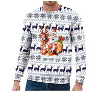 Pull à col en U pour homme - Pour l'hiver - Motif flocon de neige - Père Noël - Col rond - Double couche - Graphique amusant - Manches longues - Sweat à capuche pour homme, Or rose - H, M