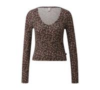 Pull à col en V côtelé et motif floral intégral femme QS Multicolore 2XL