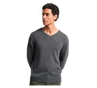 Pull à col en V Essential EMB Superdry - Gull Grey Marl - Homme - Manches longues - Mélange de laine XL