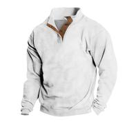 Pull à col henley pour homme, pull boutonné à manches longues, rayures imprimées, sweat-shirt à col en V, manches longues, col roulé, pull d’hiver, chemises à col rond, pull de travail sans capuche