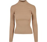Urban Classics – Pull à col roulé côtelé pour femme – Beige uni – Taille S