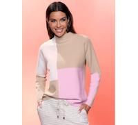 Pull à col montant motif color block tendance - Rick Cardona - beige-écru à motifs BEIGE-ÉCRU À MOTIFS 36