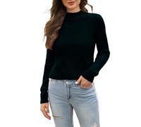 Pull à col montant pour femme - Col roulé - Manches longues - Doux - Pour intérieur et extérieur - Cadeau de Noël, Noir , L