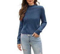 Pull à col montant pour femme - Col roulé - Manches longues - Doux - Pour intérieur et extérieur - Cadeau de Noël, gris foncé, M