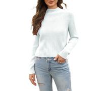 Pull à col montant pour femme - Col roulé - Manches longues - Doux - Pour intérieur et extérieur - Cadeau de Noël, blanc, L