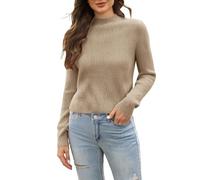 Pull à col montant pour femme - Col roulé - Manches longues - Doux - Pour intérieur et extérieur - Cadeau de Noël, kaki, XL